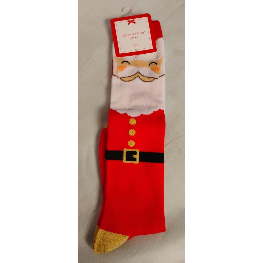 NWT Charter Club Women's 9-11 Knee High Santa Christmas Socks